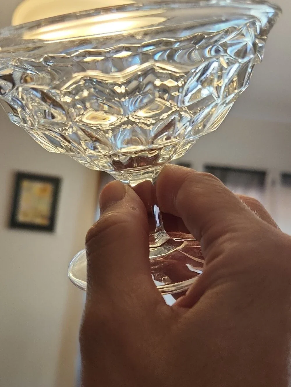 Vtg Set of 4 Fostoria American Clear Hexagonal Stem (2056) Low Sherbet Glasses